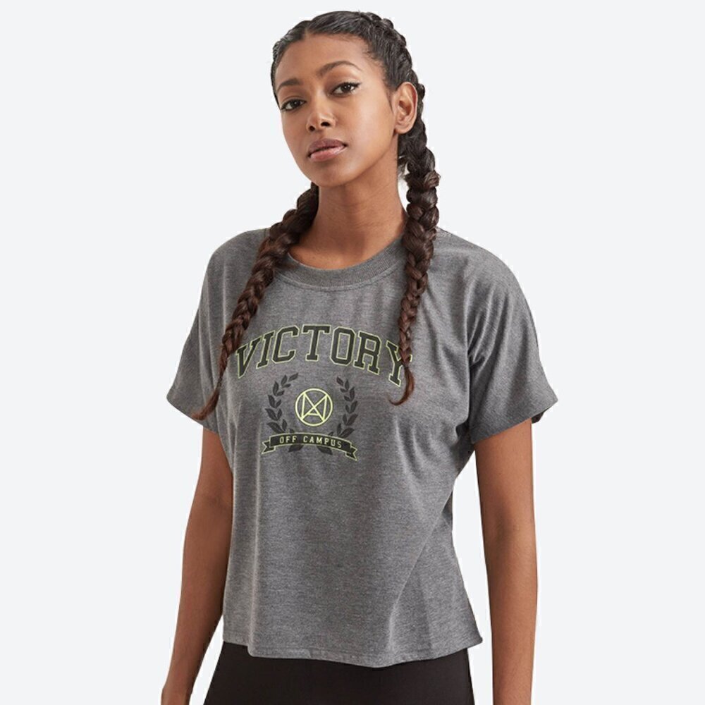 Excellent Condition Victory Printed Short Sleeve T-Shirt - Grey | Baggy | Relaxe